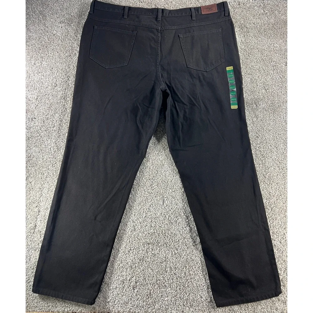 NWT LL Bean Mens Classic Fit Black Denim Jeans 46x32 100% Cotton